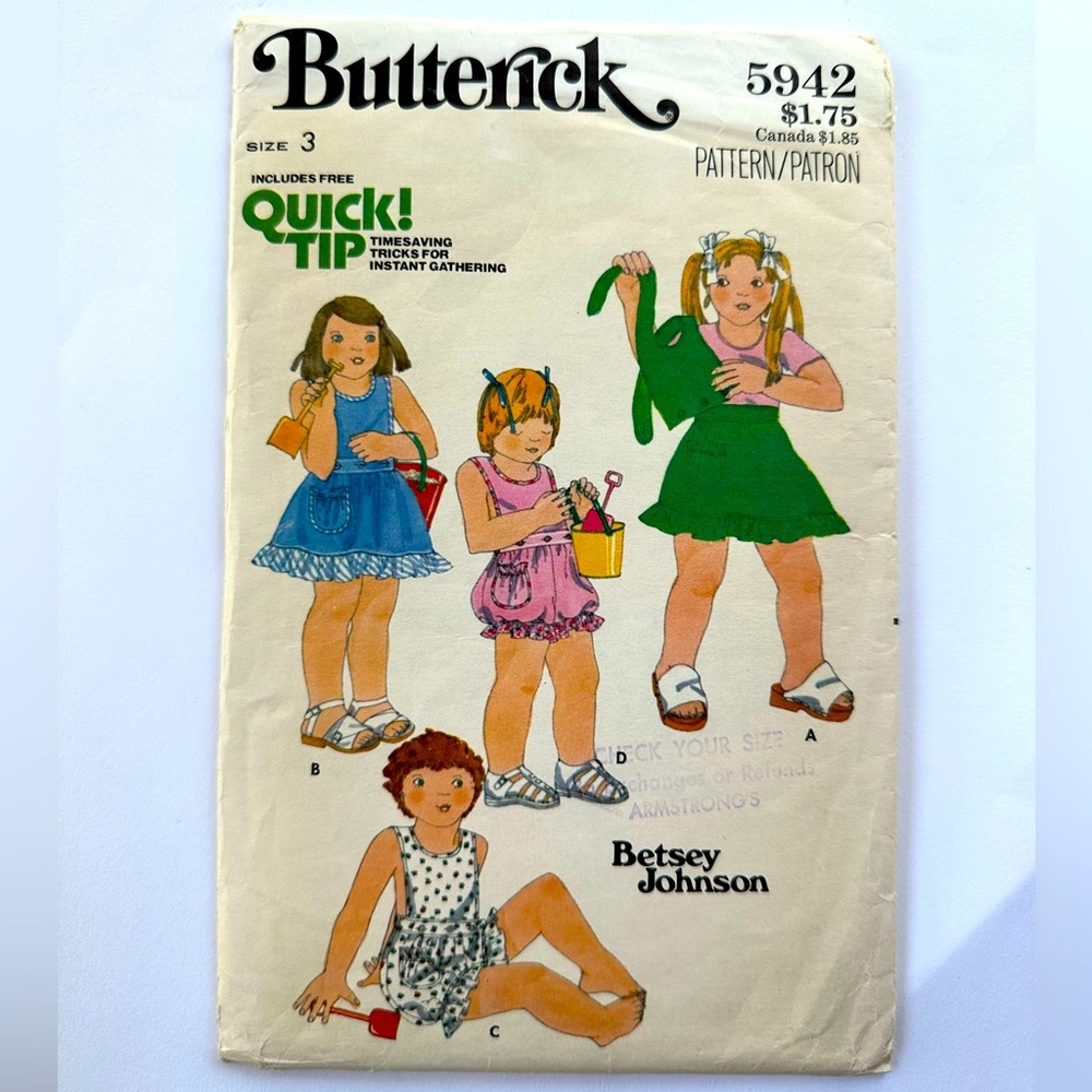 Butterick 5942 size 3 children’s sewing pattern